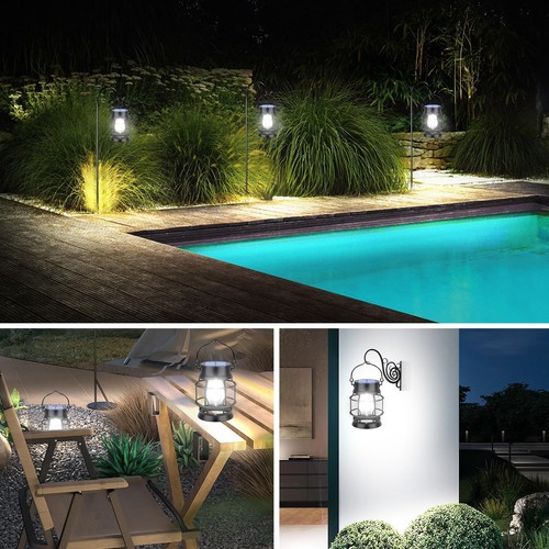 2 Pack Solar Lantern Lights Outdoor Waterproof Metal Hanging Solar Lights for... - Picture 6 of 7