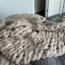 Brand New Chunky Knit Cable Thro 50x60 Blanket Throw Afghan Hand Crocheted