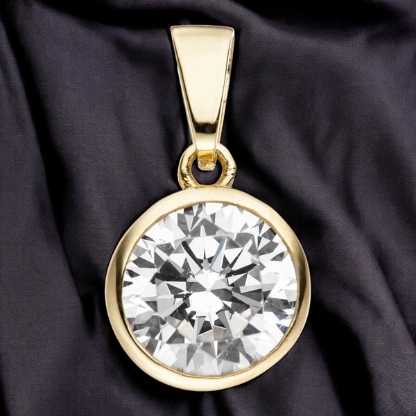 AnhäNger KettenanhäNger Rund 925 Sterling Silber Gold Vergoldet 1 Zirkonia-image