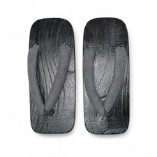 Japanese Geta Sandals Black Wood Gray Hanao Yukata Shoes 26cm US M 8 W 9.5 10