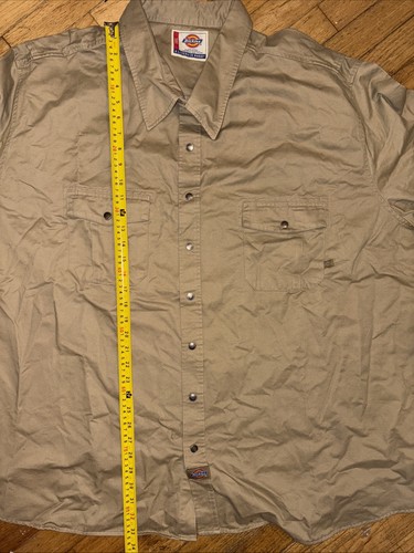 NWT Dickies Men's Short Sleeve Heavy Cotton Button Up Work Shirt KHAKI Size 5XL - Picture 5 of 9