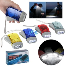 4Pcs Hand Press 3-LED Flashlight Squeeze Powered No Battery LED Light Emergency