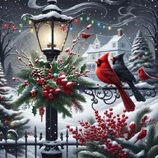 Christmas Diamond Art Kits for Adults - Cardinal Birds Diamond Painting Kits for