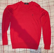Carolina Herrera 100% Cotton Red V-Neck Signa...