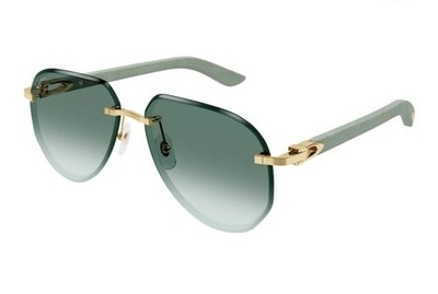 Cartier Panthere Rimless Gold Frame Green Gradient Women's Sunglasses