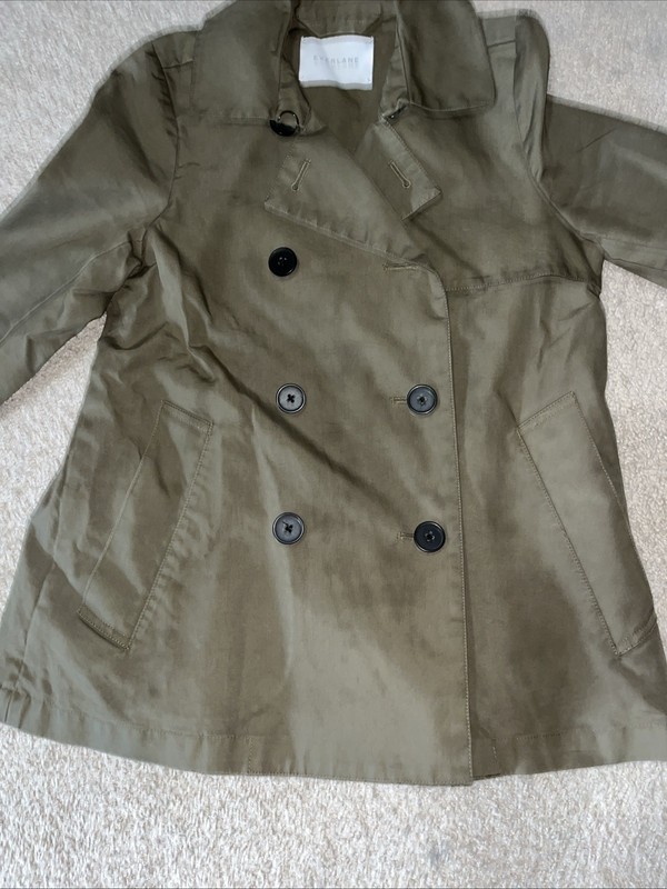 Everlane Swing Olive Green Trench Coat Jacket Women's Size 0 Pockets