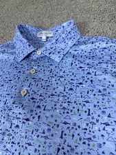Peter Millar Summer Comfort Polo Shirt Mens M Vinnings Performance Micro Print
