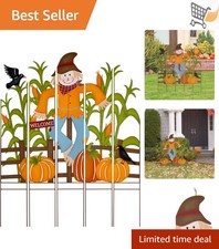 Fall Yard Sign Metal Scarecrow Corns 41.5H Rustic Decor for Lawn Garden