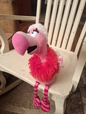 Gemmy Pink Flamingo Animated Plush Shelf Sitter Dances  Sings Santa Baby Works