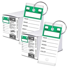 500 Versa-Tags Key Tags 1.25"x3" Abrasion Resistant Green Top Stripe