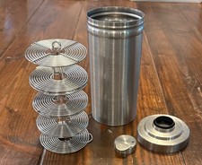 Vintage 7" Steel Film Developing Tank with 4 Reels made in Japan