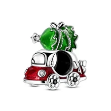 MULA European 925 Sterling Silver Charm CZ Christmas Tree Car For Women Bracelet