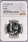 1964 Kennedy Half Dollar Proof QDO FS-105 NGC PF 68 PR Variety Silver Coin 50C