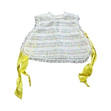 Vintage Victorian Newborn Cotton Baby Bib, White Lace Ruffle Floral Trim Ties