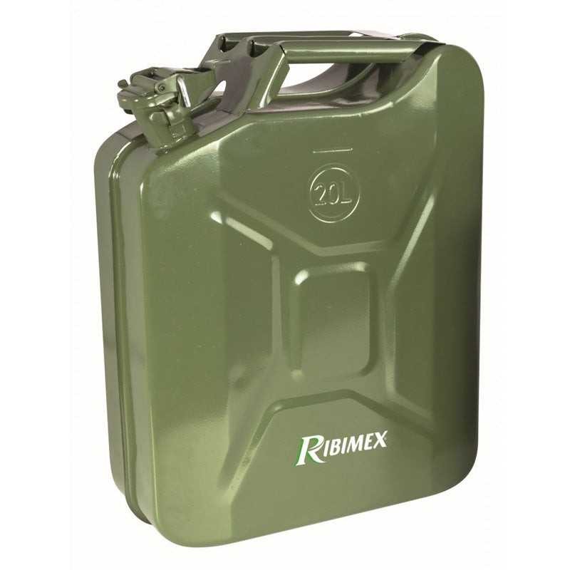 Jerrican en métal Ribimex 20L anti-fuite contre les odeurs d'essence