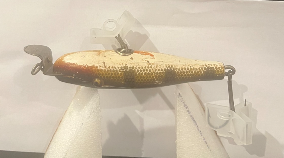Vintage Fishing Lure C C B Co. GARRET IND Wood Jointed Crankbait Pikie
