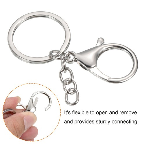 5pcs Key Chain for Keys, Lobster Claw Clasps Keychain Holder, Silvery - Picture 4 of 5