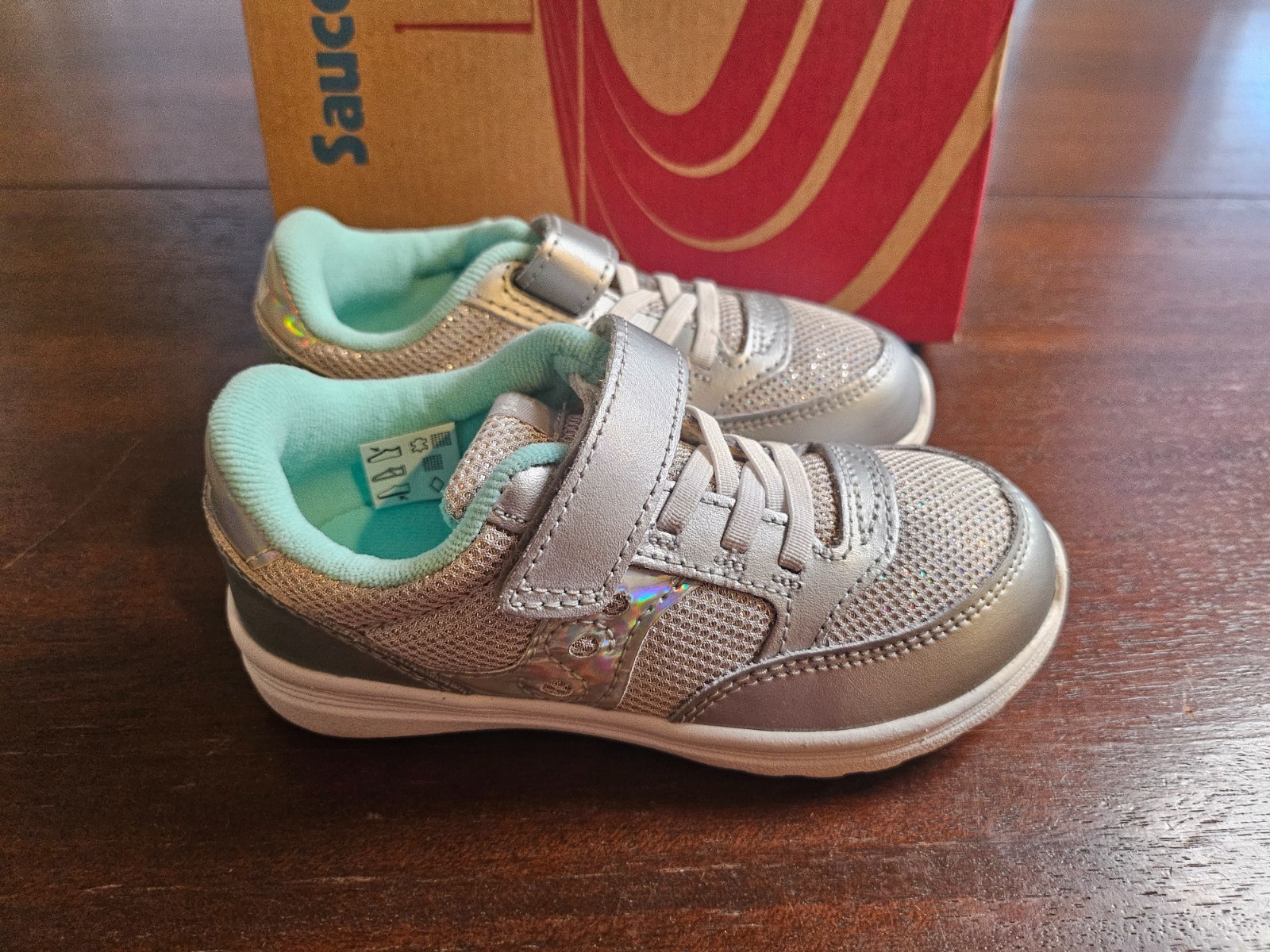 Saucony Kids Originals Jazz Lite Silver Metallic Teal 8.5 W Youth thumbnail 2