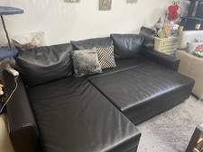 Eckcouch / L-Sofa aus Kunstleder – schwarz – sehr guter Zustand