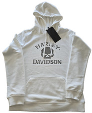 Harley-Davidson Women's Willie G Skull Bling Pull Over Hoodie Off White Small