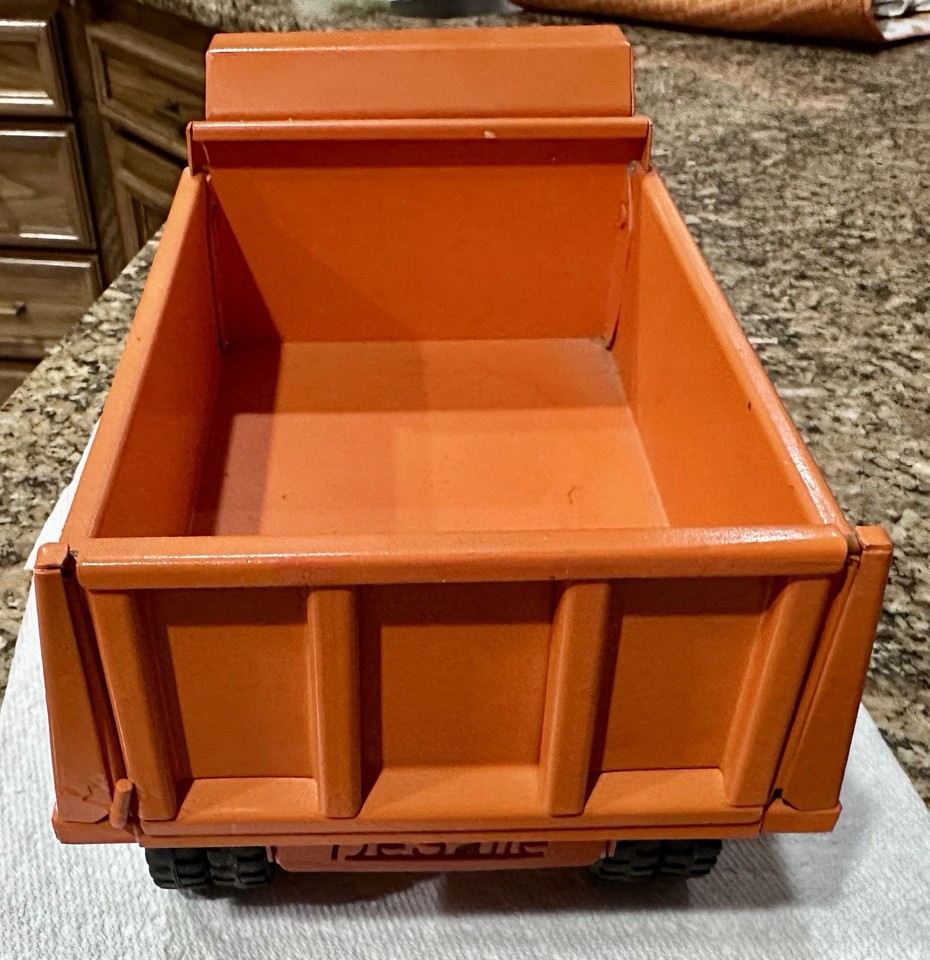 Orange Metal Dump Truck w/ Tilting Dump Bed, 