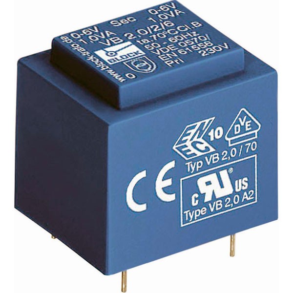 Block - PCB Mount Transformer 1.5VA 2x6V 2 x 250mA