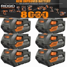2-6PACK For Ridgid 18V R840085 8.0Ah Lithium-ion Battery Rigid 18Volt R840087