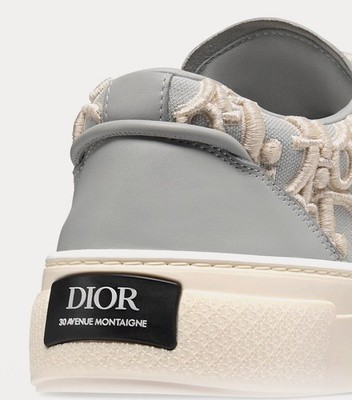 Dior B33 Mens Sneaker Gray Calfskin Cream Oblique Raised