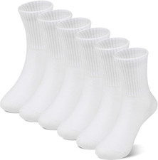 Kids Athletic Socks 6-8 Years Old, Boys Girls Crew Socks 8-10 Years, 6 Pairs Kid