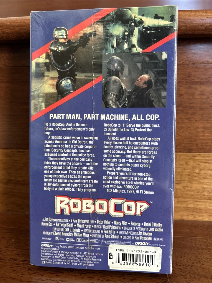 Robocop Sealed (VHS, 1987) SciFi Action Movie Orion Home Video EP Red Top Tape - Image 2 of 4
