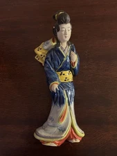 VINTAGE JAPANESE PORCELAIN PAINTED GEISHA BANKO FIGURINE WALL POCKET