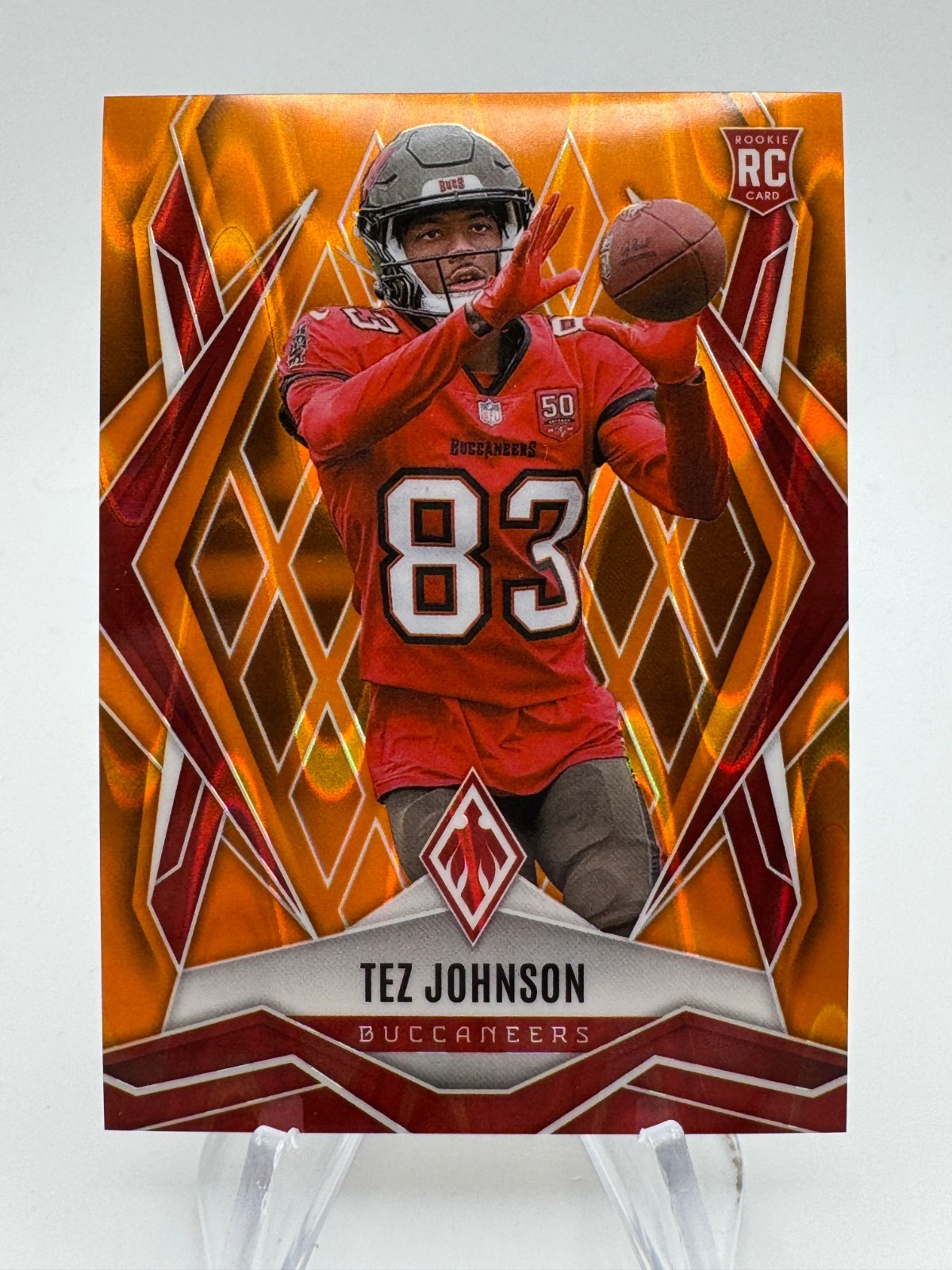 2025 Phoenix TEZ JOHNSON Rookie Orange Seismic /20 #166 Tampa Bay Buccaneers