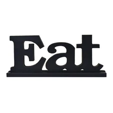 Wood Tabletop Eat Letter Sign Cutout Wooden Letters Freestanding Decorative
