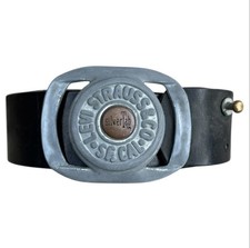 Vintage Levi's Silver tab Buckle Leather Belt Size 34 Round Made in USA 3062 90s