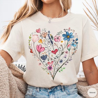 Vintage Pressed Flowers Comfort Tee Shirt Aesthetic Floral Botanical Nature Gift