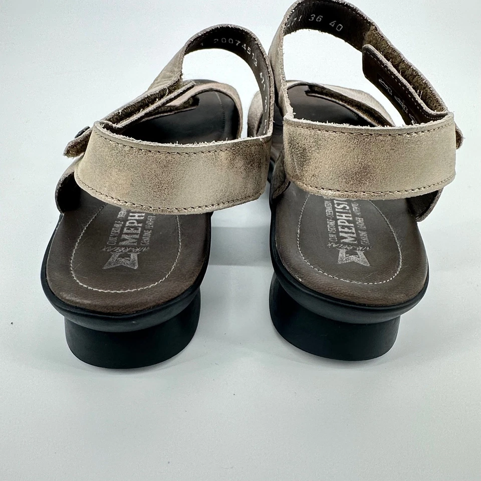 MEPHISTO 女式凉鞋棕褐色皮革可调肩带舒适空气放松尺寸 40 — 第 3/4 张图片