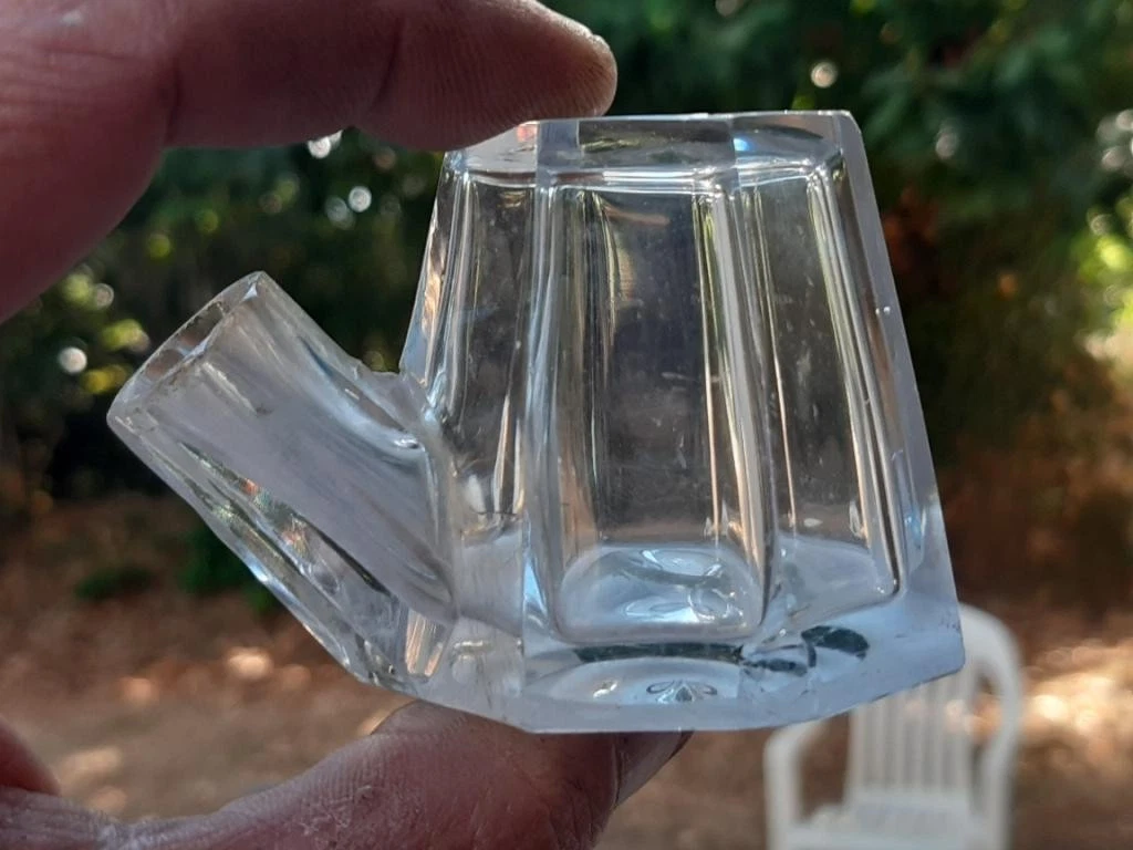 ancien encrier siphoide teakettle 8 face cut glass tea kettle inkwell ink bottle