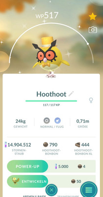 !!! Pokémon GO SHINY HOOTHOOT New Year Party Hat Trade Schillernd Hut Tausch !!!