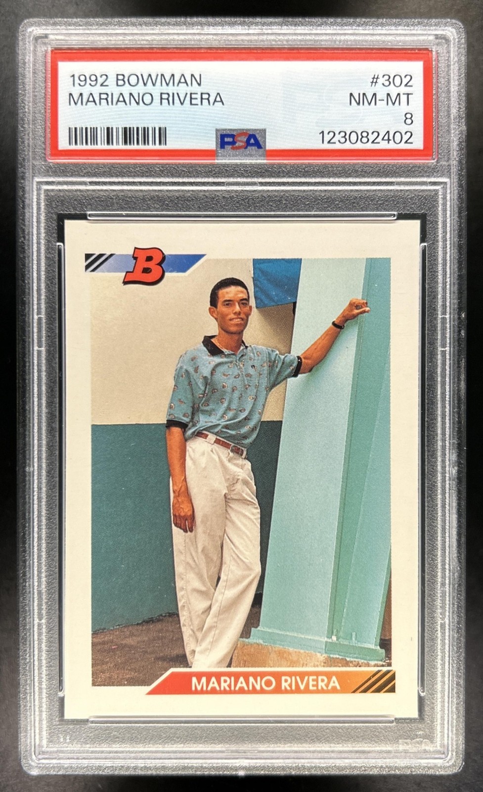 1992 Bowman Mariano Rivera Rookie RC #302 New York Yankees PSA 8
