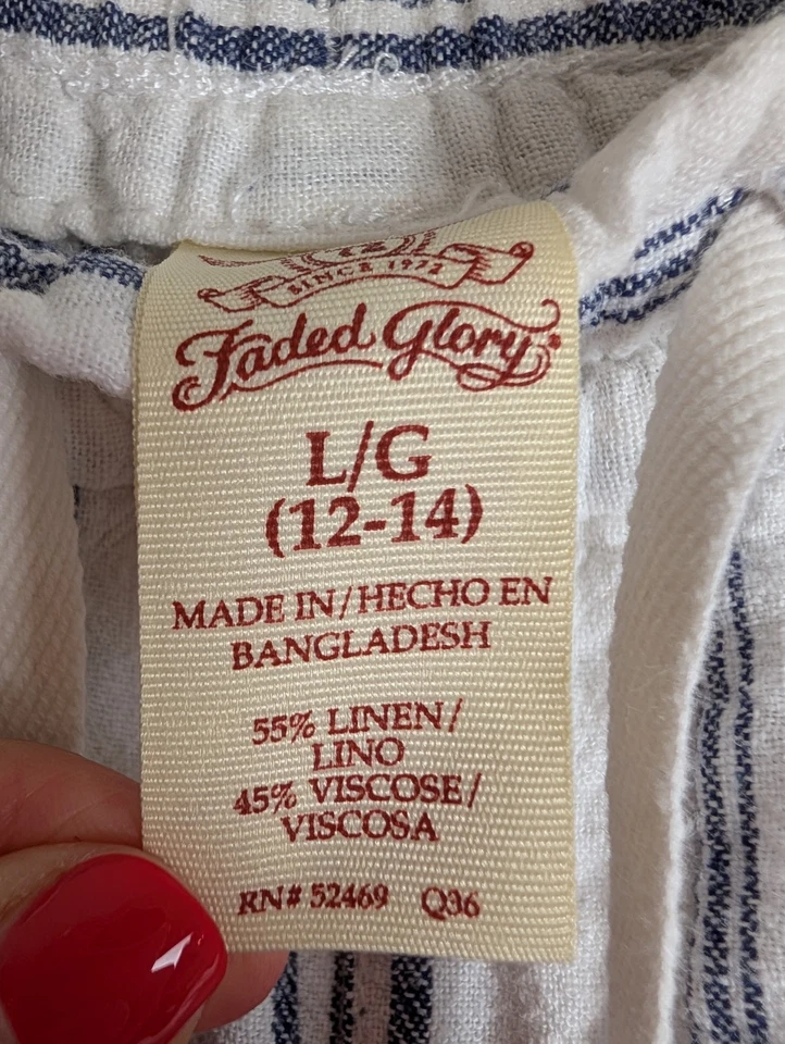 Faded Glory Womens' White Linen Blend Pull-On Ankle Pants - Size Large - Image 4 of 4