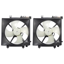 Pair Radiator A/C Condenser Cooling Fan Assembly For 2005-2014 Subaru Legacy
