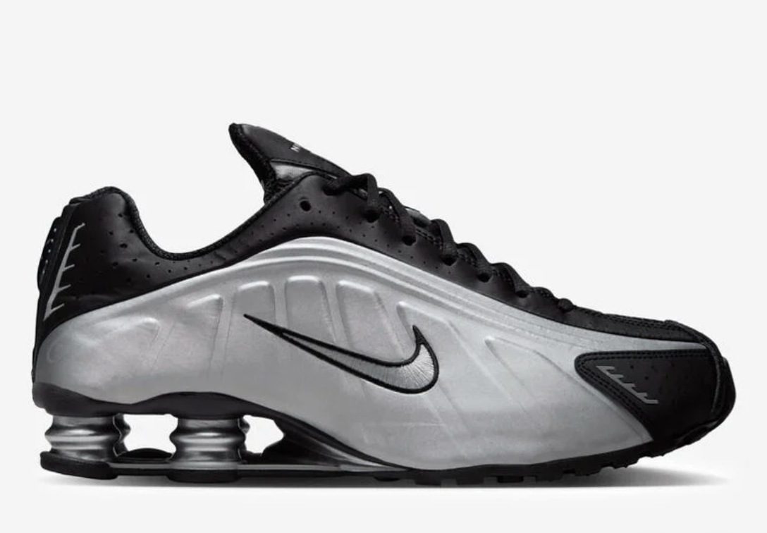 Nike Shox R4 Shoes Metallic Silver Black HQ1988-007 Mens Sizes New