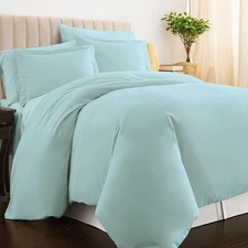 Luxurious 100 Cotton Queen Duvet Cover Set - 400 Thread Count Baby Blue