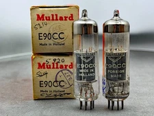 (2) Mullard Amperex E90CC 5920 Tubes Made in Holland Copper Posts Tested Amp