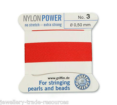 ROTER NYLON POWER SEIDENFADEN 0,50mm SCHNURPERLEN & PERLEN GRIFFIN 3