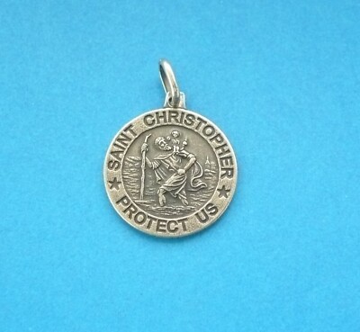 18mm 925 STERLING SILVER ST. CHRISTOPHER CHARM MEDALLION/ made in italy