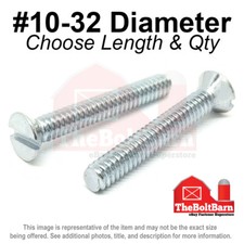 10-32 Slotted Flat Head Machine Screws Bolts Zinc Fine Pick Length Qty