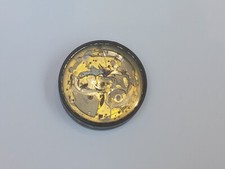 Old Watch Movement/Escapement in useful Glass Lidded Circular Tin Box