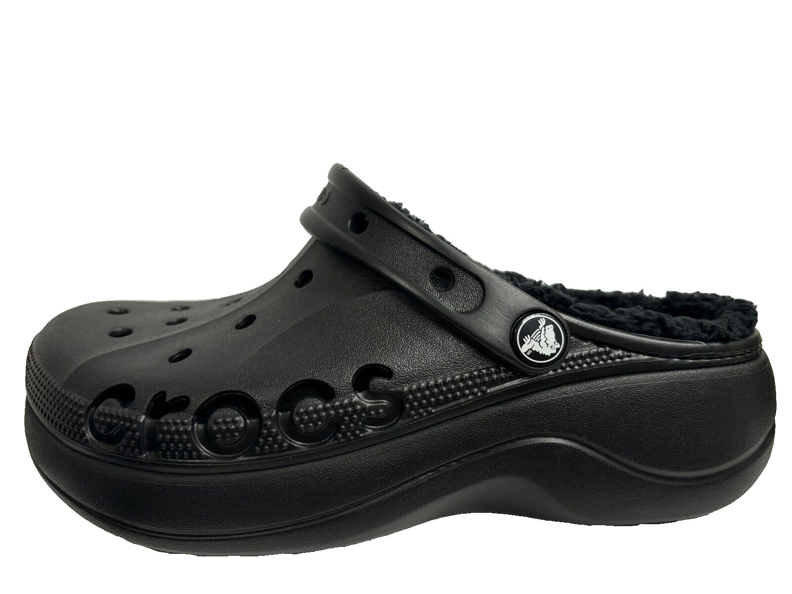 Crocs Plataforma Zapatillas Forradas Negras Para Mujeres UK 8 US 10 EU 41/42