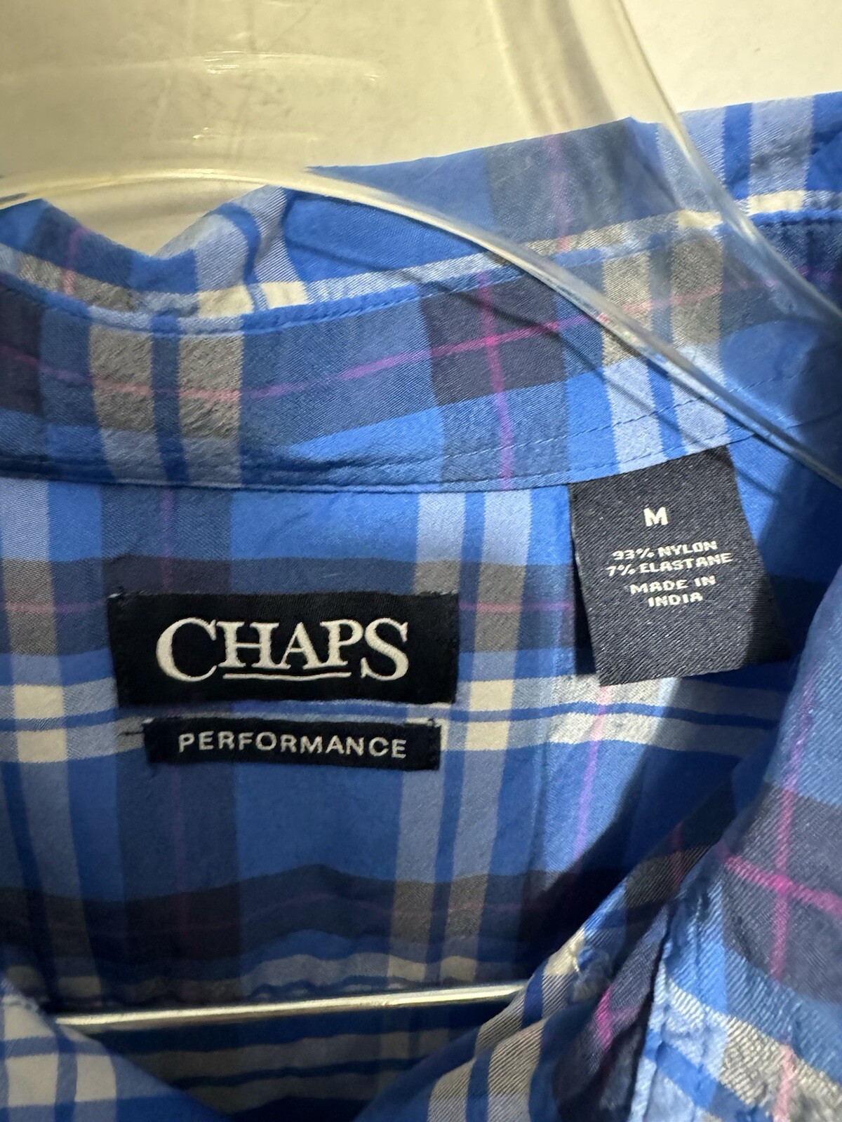 Chaps Performance Plaid Men’s Medium Button Up Sh… - image 4